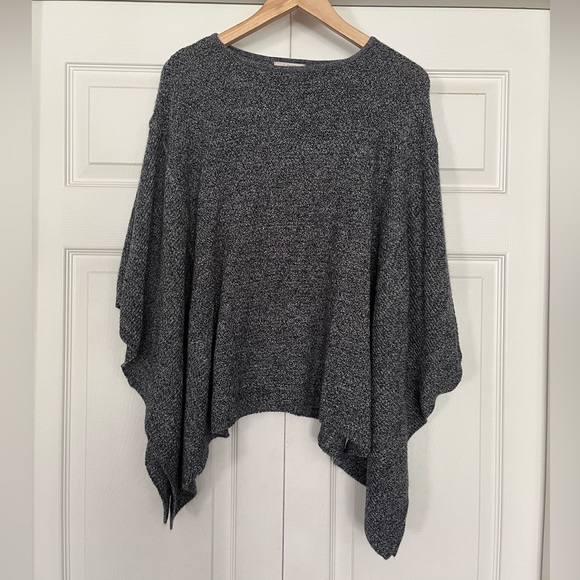 {LOFT} Knit Sweater Poncho in Heathered Black - Women's XS/S - Picture 1 of 9